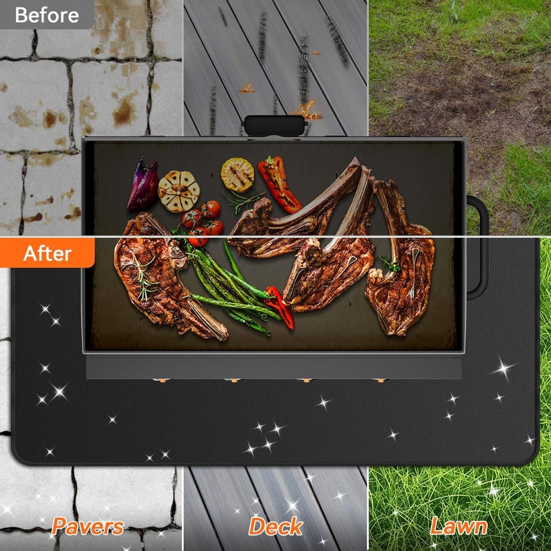 rumlick 79x39 inches Large Under Grill Mats for Blackstone, Double-Sided Fireproof Outdoor Grill Protective Mat, Oilproof Waterproof BBQ Fire Pit Fireplace Mat - Image 4
